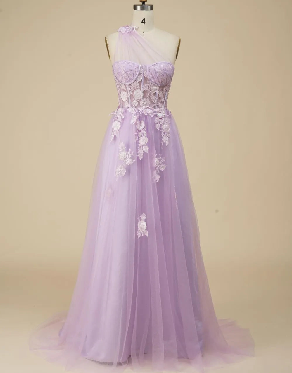 Wholesale Gorgeous A-Line One Shoulder Prom Dress With Appliques prom dresses shops